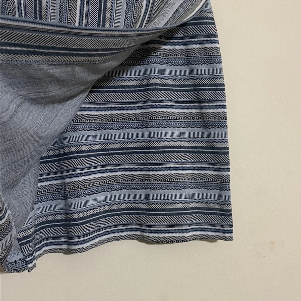 JJill Striped Gray Blue Women's Skirt large faux wrap casual office soft Aztec